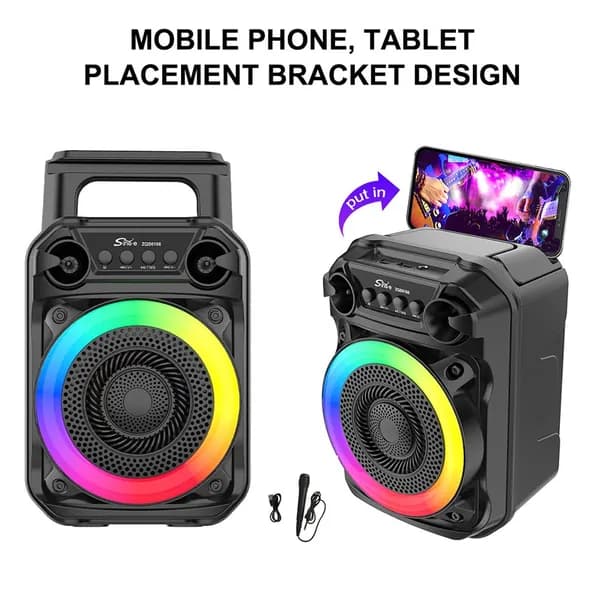 Портативная колонка с RGB-подсветкой и микрофоном, 12 Вт, 6 дюймов, аккумулятор 1200 мА ч