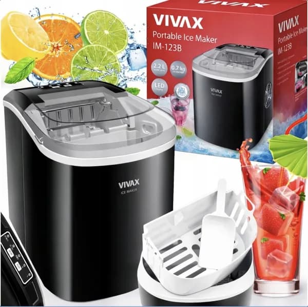 Домашний льдогенератор VIVAX IM-123B на 12 кг льда для напитков, 240 Вт, 2,2 л.с