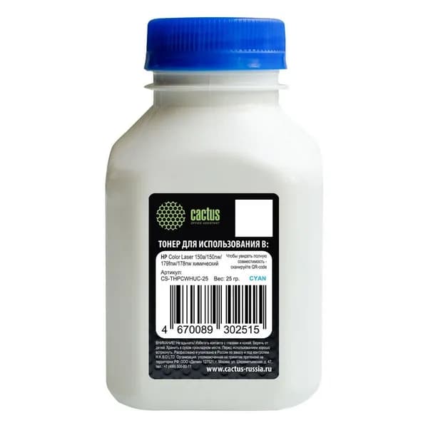 Тонер Cactus для HP 117A - W2071A - тонер (CS-THPCWHUC-25) 25 гр, голубой