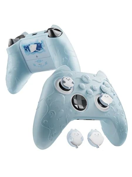 PlayVital силиконовый чехол для геймпада Xbox Series X/S Ocean Whisper, полупрозрачный с насадками на стики, мятно-голубой