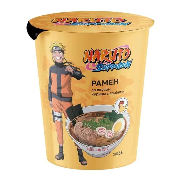 Лапша быстрого приготовления Рамен со вкусом курицы с грибами Naruto 65г