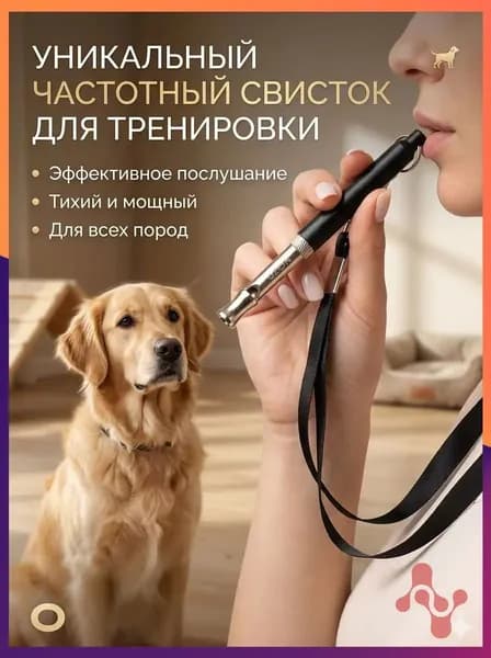 Металлический УЛЬТРАЗВУКОВОЙ бесшумный свисток для дрессировки собак со шнурком