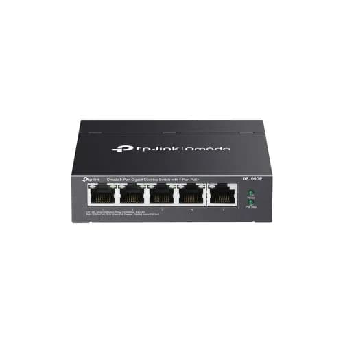 OMADA DS105GP, 5-портовый гигабитный коммутатор, 4-портовый гигабитный коммутатор PoE+, 65 Вт, неуправляемый, настольный/VESA металлический корпус, бесшумный коммутатор