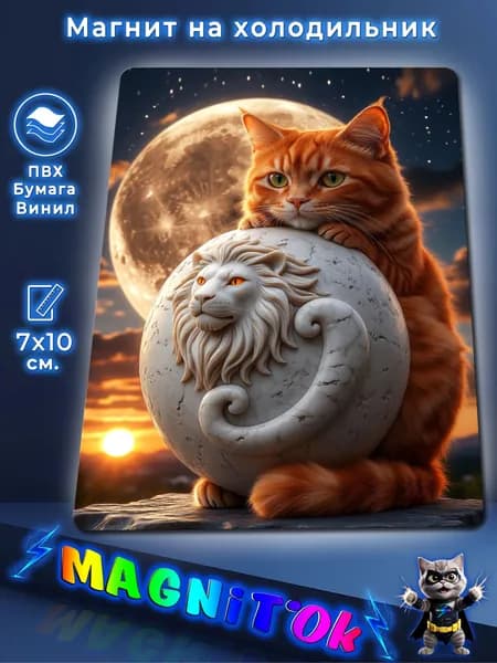 Магнит на холодильник, Кот-лев