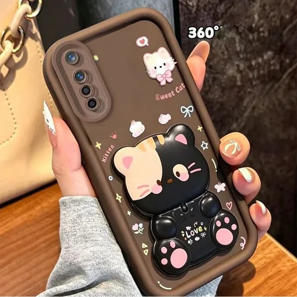 Чехол для Realme 6 Pro с защитой камеры, с мультяшным кронштейном JTXMMZJ01