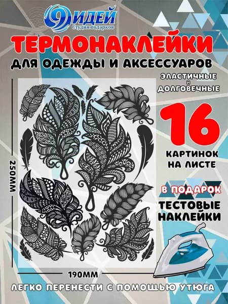 Термонаклейка для одежды и текстиля DTF 19x25_Перья_3