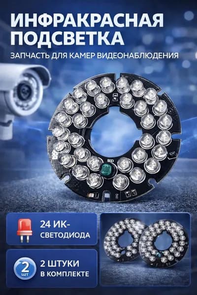 ИК подсветка для камеры видеонаблюдения 2 штуки