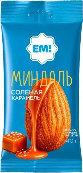 Миндаль жареный ЕМ в соленой карамели Орехпром м/у, 40 г