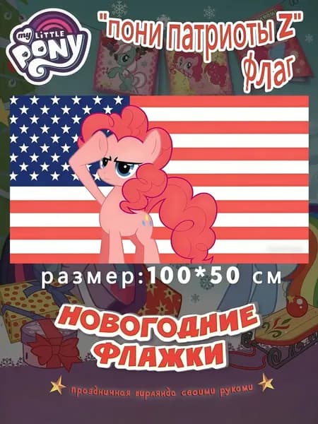 флаг пони на фоне флага Сша y2k