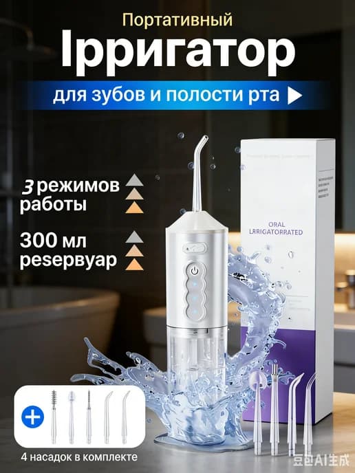 Ирригатор для зубов и десен портативный с щеткой