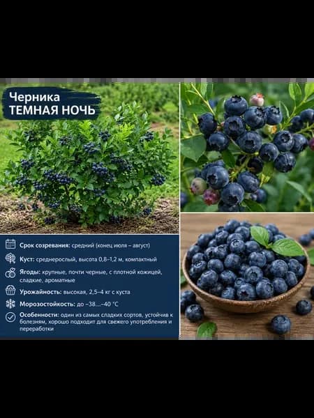 Черника саженец морозостойкий Темная Ночь