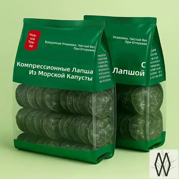 Сушеные полоски ламинарии премиум-класса, сжатые в брикеты, 16 г 2 шт