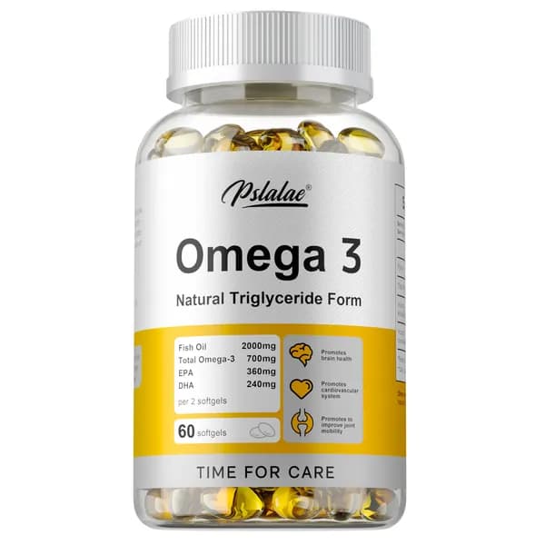 Капсулы Pslala Deep Sea Fish Oil - содержат омега-3 и триглицеридсодержащее рыбье масло - для поддержания здоровья мозга, суставов и сердца