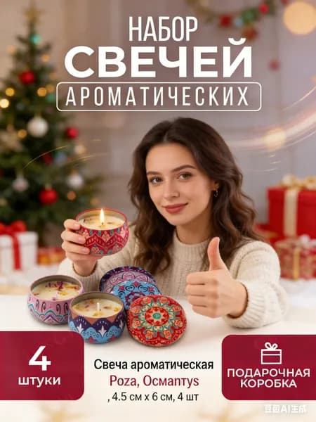 Свечи поминальные "Роза, Османтус, Гардения, Цитрус" 4.5 см х 6 см 4 шт