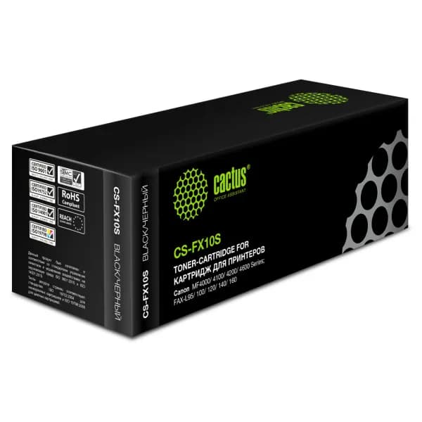Картридж Cactus CS-FX10S FX-10 черный, для CANON L100/L120/4140/MF4380dn/D420/D480, ресурс до 2000 страниц