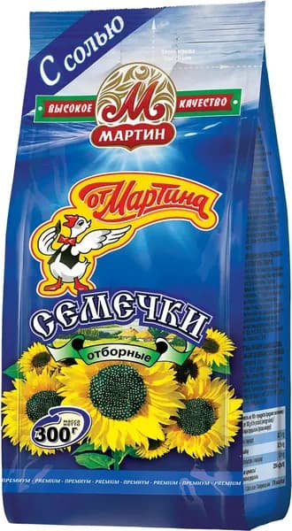 Семечки От Мартина подсолнечника отборные с солью, жареные, неочищенные, 300 г