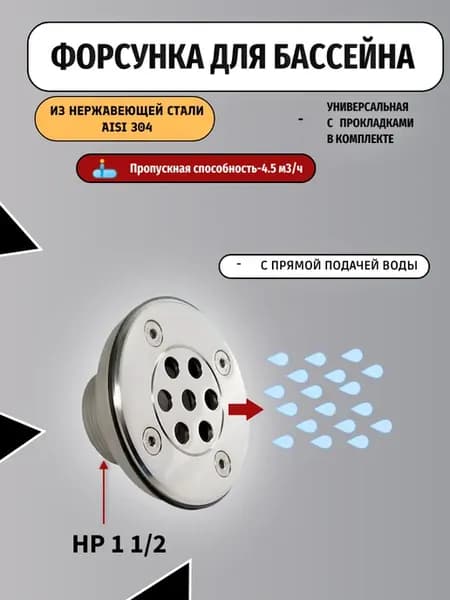 Форсунка для бассейна донная из нерж. AT03.04