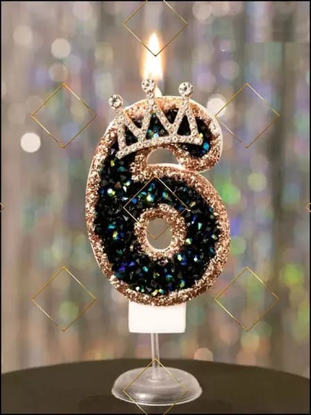 Свечи для торта цифра 6, 8 см, 1 шт