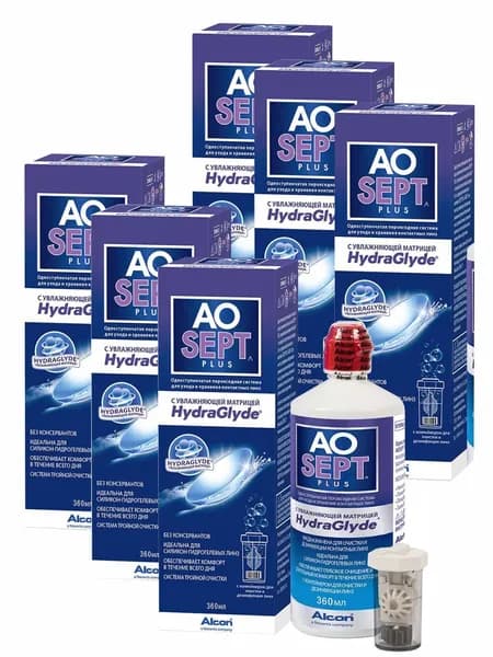 Раствор AOSEPT Plus Аосепт 360 мл 6 штук