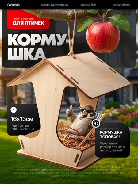 Kормушка для птиц, модель для сборки, кормушка садовая