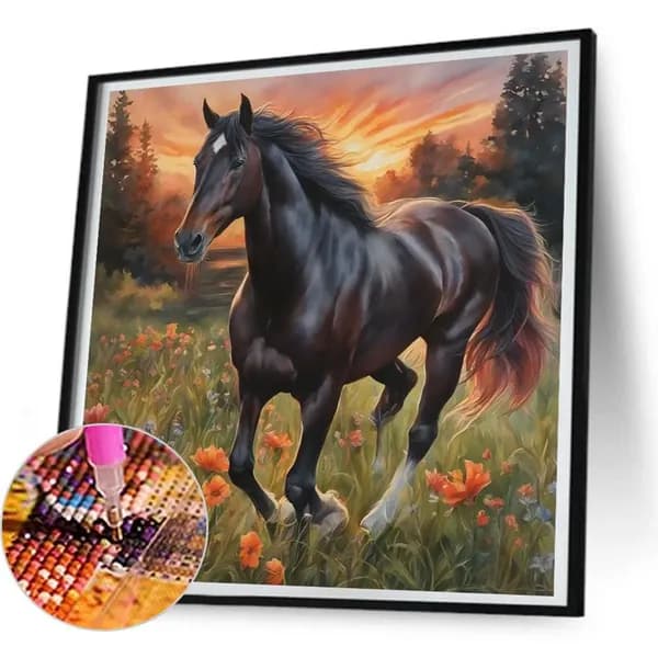 Диамантная картина Лошадь 30 30 см, 5D, из смолы