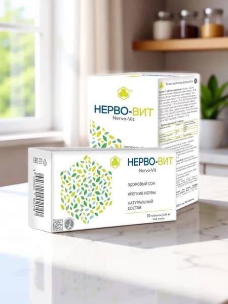 Нерво-Вит успокоительное , 30 таблеток, Парафарм, витамины для нервной системы , от тревожности и стресса, 100 таблеток