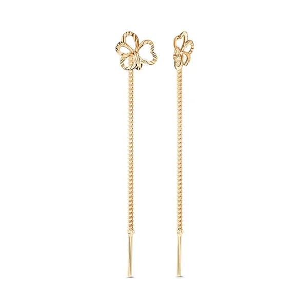Серьги протяжки женские из красного золота 585 пробы, длинные 585GOLD