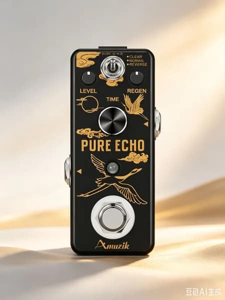 AMUZIK LEF-3803 мини-педаль дилея Pure Echo для электрогитары, три режима Clean/Normal/Reverse, 32-бит DSP, функция сохранения настроек, истинный байпас, металлический корпус