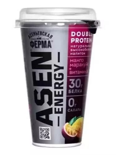 Кисломолочный напиток Асеньевская Ферма AsenEnergy высокобелковый манго-маракуйя без сахара 0% БЗМЖ 230 г