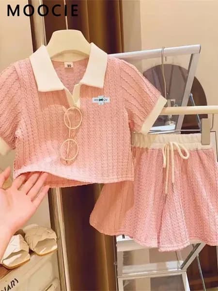 Комплект одежды для девочек, 110 см, светло-розовый, лето
