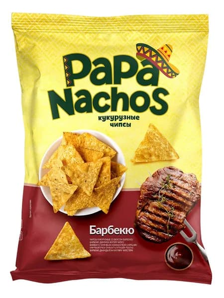 Чипсы кукурузные начос со вкусом Барбекю 150 г, PAPA NACHOS