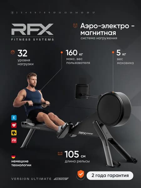 Гребной тренажёр для похудения для дома аэро-электромагнитный RE700 PRO до 160 кг