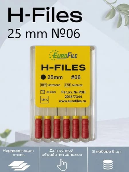 H-Files стоматологический эндо инструмент 25мм №06
