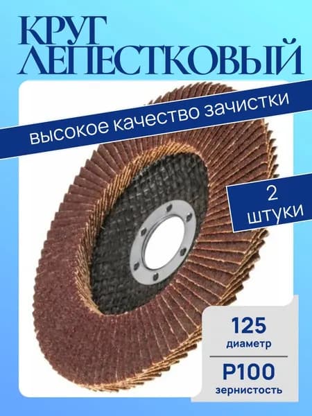 Круг лепестковый торцевой 125х22.2 мм, P100, 2 штуки