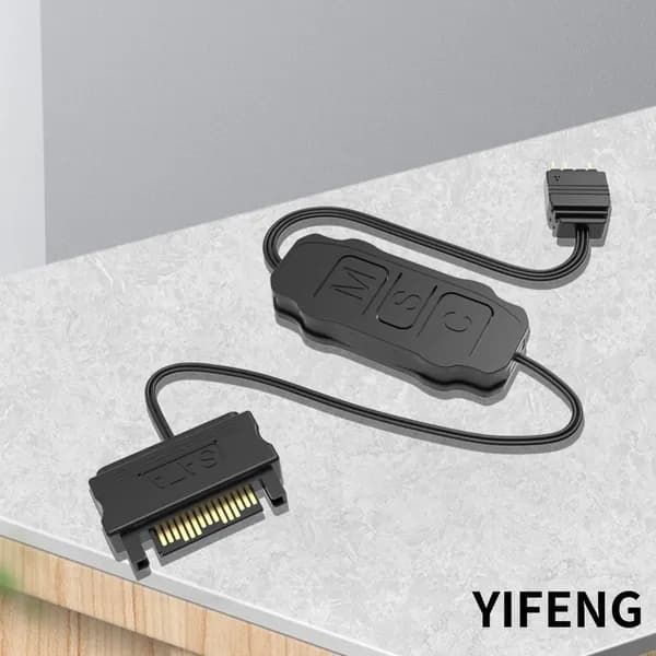 Контроллер ARGB для вентиляторов и LED-лент, 5 В, 3 канала, питание SATA, чёрный