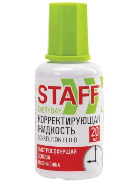 Корректирующая жидкость быстросохнущая, 20 мл, с кисточкой // STAFF "EVERYDAY"