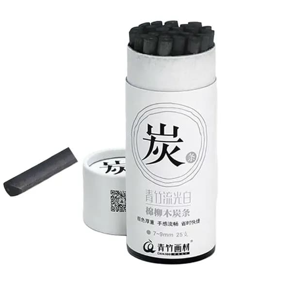 Qingzhu Уголь для скетчинга, 25 шт, 2-4 мм, ивовая древесина