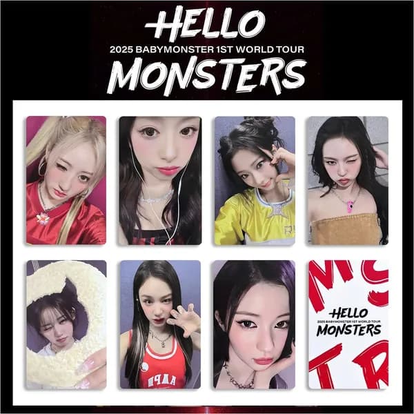 BABYMONSTER Карточки WORLD TOUR HELLO MONSTERS k-pop карточки коллекционные 5.4*8.6cm 7 шт
