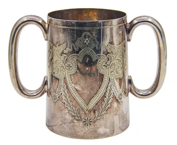 Кружка пивная, 1900 - 1920 годы, Англия; мельхиор, серебрение; 0.5 л.
