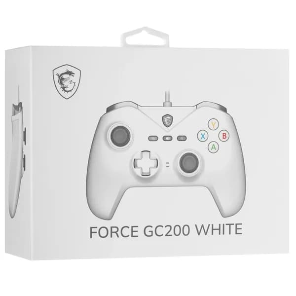 MSI Геймпад MSI Force GC200 белый, PC, USB Type-A, Триггеры, Проводной, белый