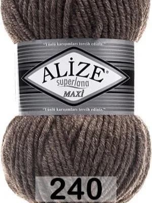 Пряжа Alize Superlana Maxi (Ализе Суперлана Макси) - 240 СВЕТ. КОРИЧНЕВЫЙ 75% акрил, 25% шерсть 100м/100г - 1 Моток