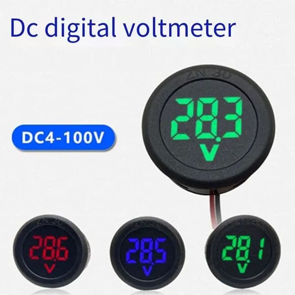 DC4-100V Круглый Автомобильный Вольтметр Со Светодиодным Цифровым Дисплеем, Измеритель напряжения Электроэнергии