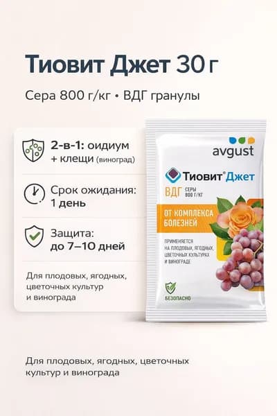 Тиовит Джет ВДГ 30 г Avgust - средство от насекомых на винограде