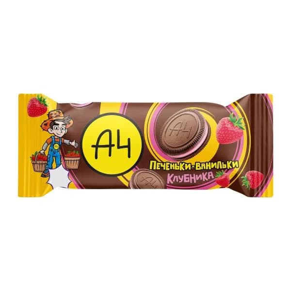Печенье сахарное с клубничным вкусом А4 50г