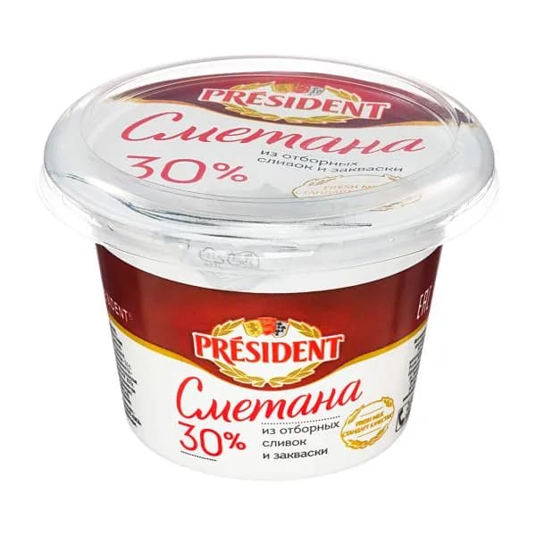 Сметана President 30% 180г