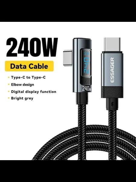 Кабель USB-C Мощностью 240 Вт, Угловой На 90 Градусо