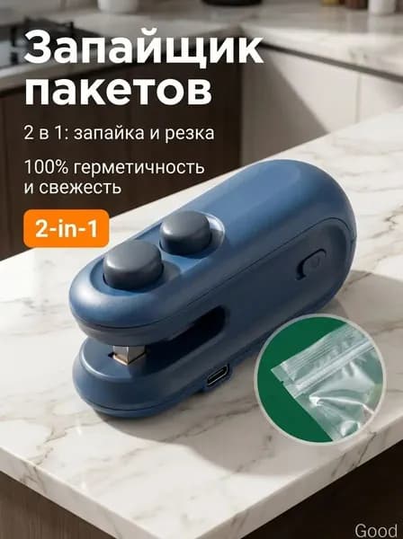 Запайщик пакетов 2 в 1, портативный, с зарядкой USB Type-C, для продуктов