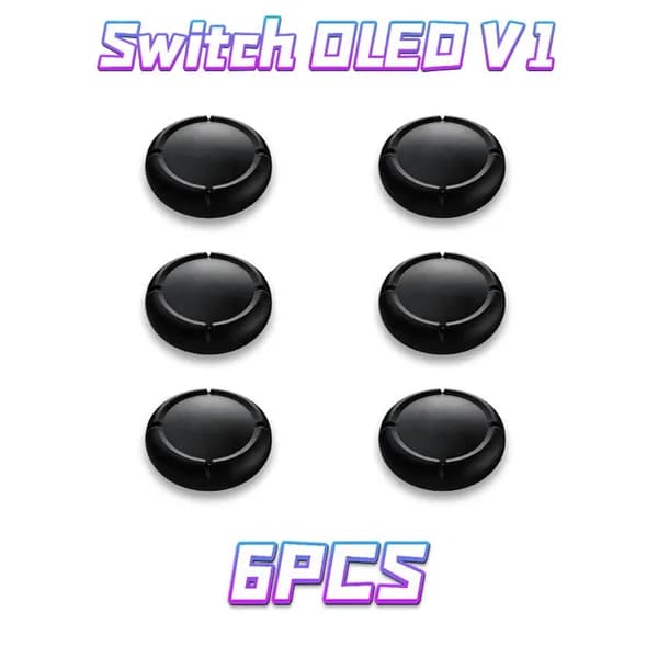 Силиконовые накладки на стики для Nintendo Switch OLED V1, комплект из 6 штук, улучшают управляемость и долговечность.