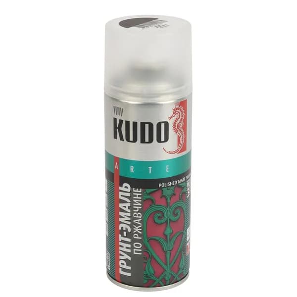 Грунт-эмаль по ржавчине аэрозольная Kudo шоколадно-коричневая (RAL 9005) матовая 0,52л