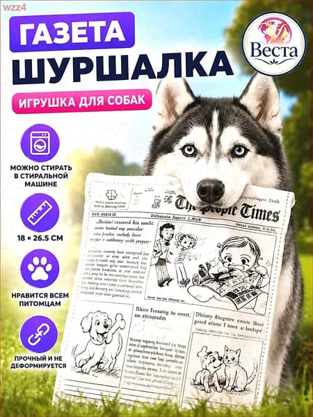 Игрушка для щенков и собак мелких пород, мягкая Газета шуршалка, 18*26.5 см